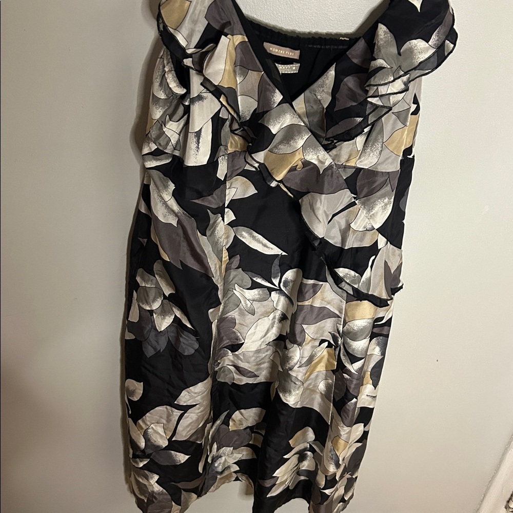 Old Navy Women's Plus Black and Gray 100% Silk Dress Dress - Picture 8 of 8